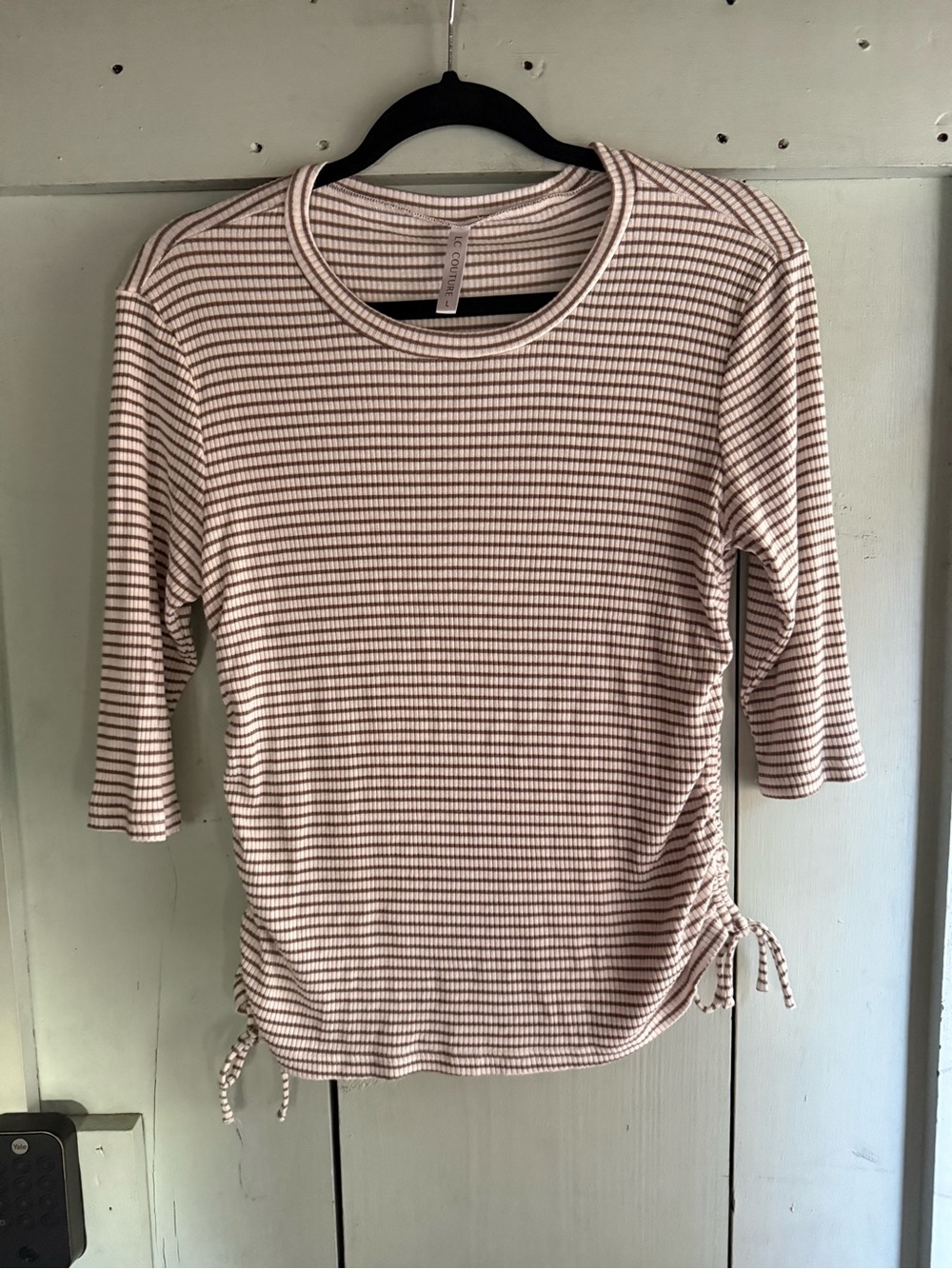 Striped brown and cream Knit Side-Tie Women’s Top